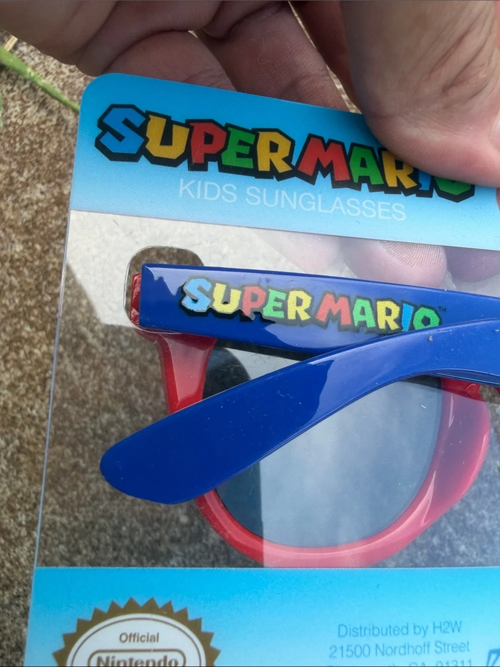 Nintendo Super Mario Kids Sunglasses Red Frame Blue Lenses. NEW